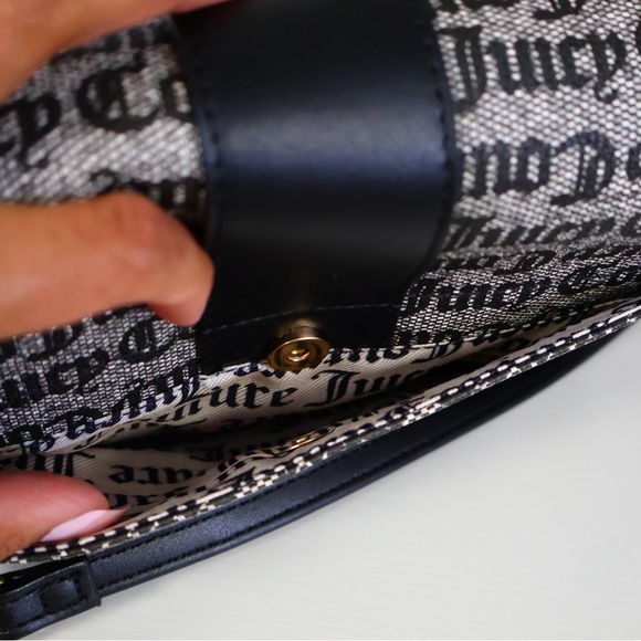 Juicy Couture Black with Gold Hardware Monogrammed Crossbody Purse NWT - Picture 4 of 7